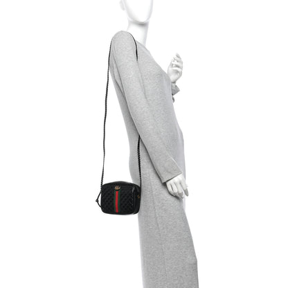 Gucci Calfskin Trapuntata Web Mini GG Shoulder Bag Black 2 of 12