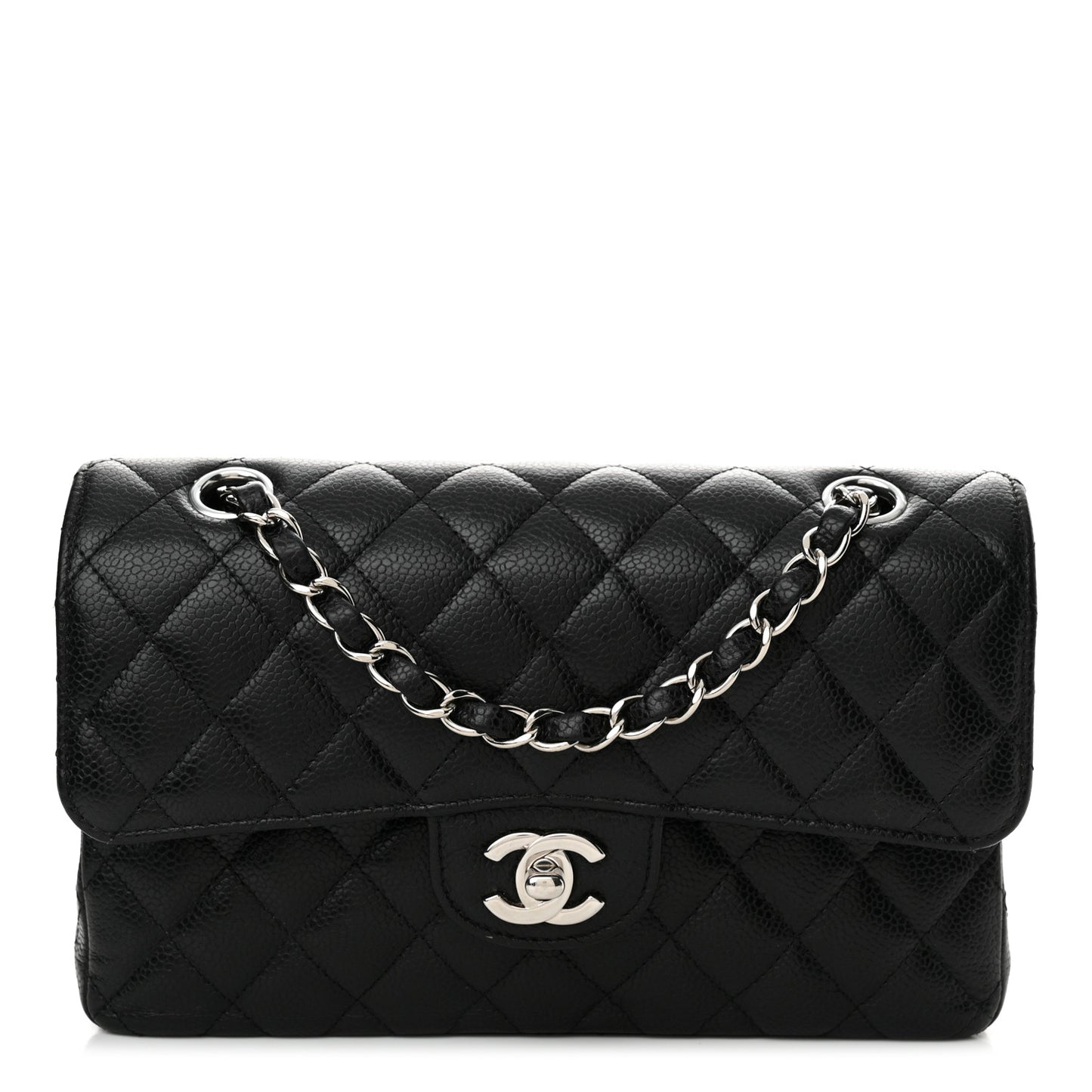 Caviar Quilted Small Double Flap Black