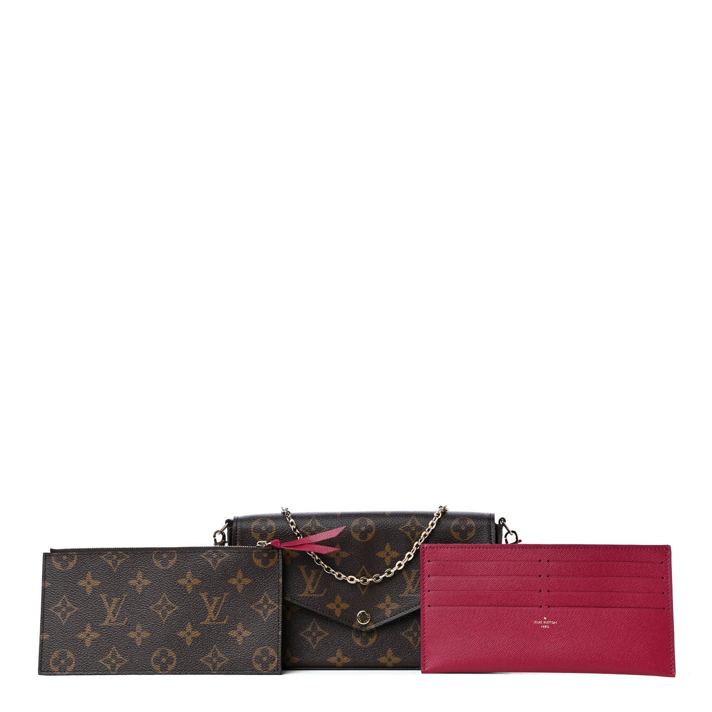 Monogram Pochette Felicie Chain Wallet Fuchsia