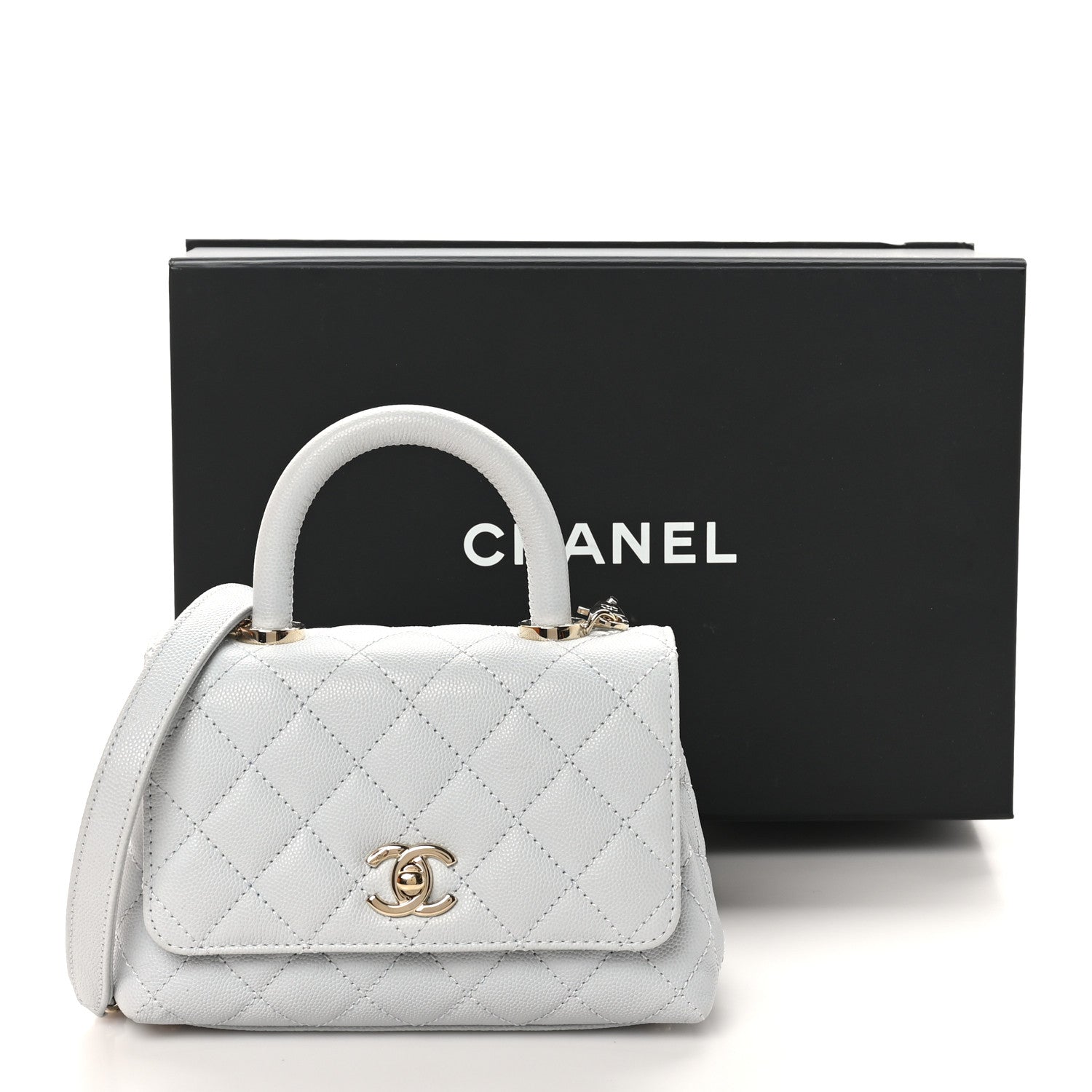 Chanel Caviar Quilted Extra Mini Coco Handle Flap Light Blue 11 of 11