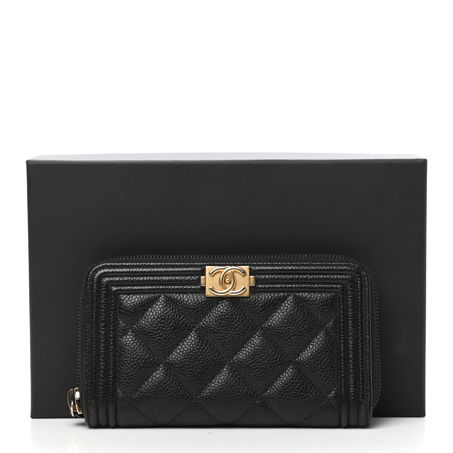 Chanel Caviar Quilted Small Boy Zip Around Wallet Black 8 of 8