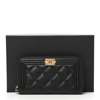 Chanel Caviar Quilted Small Boy Zip Around Wallet Black 8 of 8
