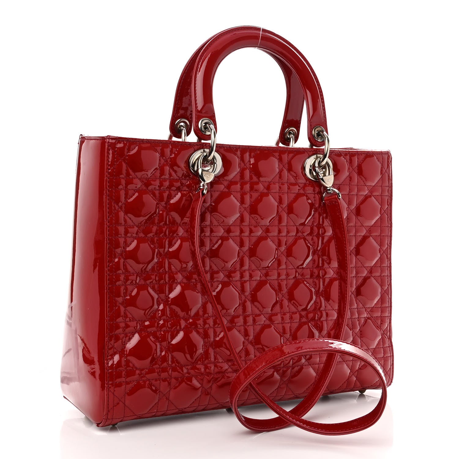 Christian Dior Patent Cannage Large Lady Dior Red 3 of 9