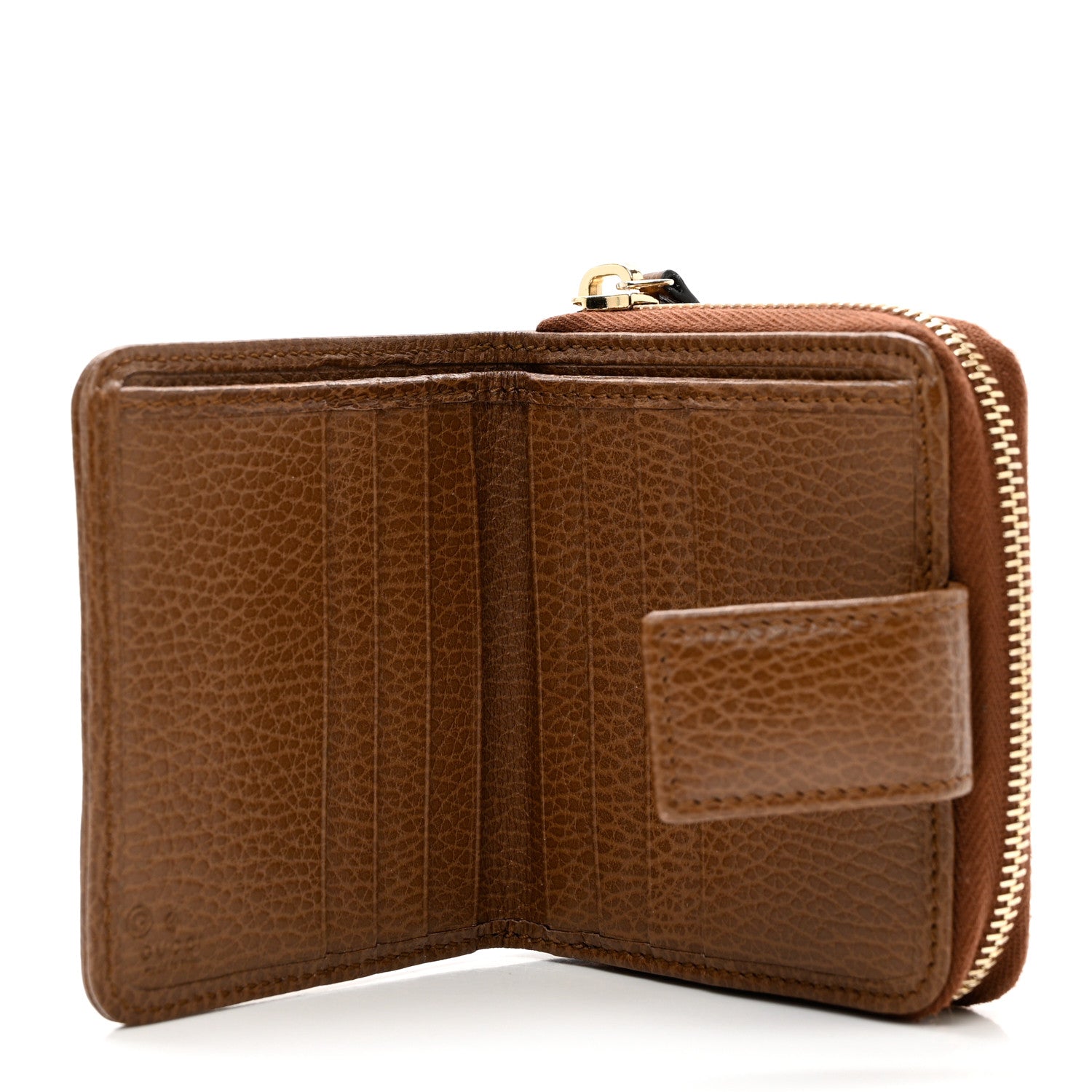 Gucci Monogram Dollar Calfskin Zip Around French Wallet Beige Ebony Tabacco 5 of 7