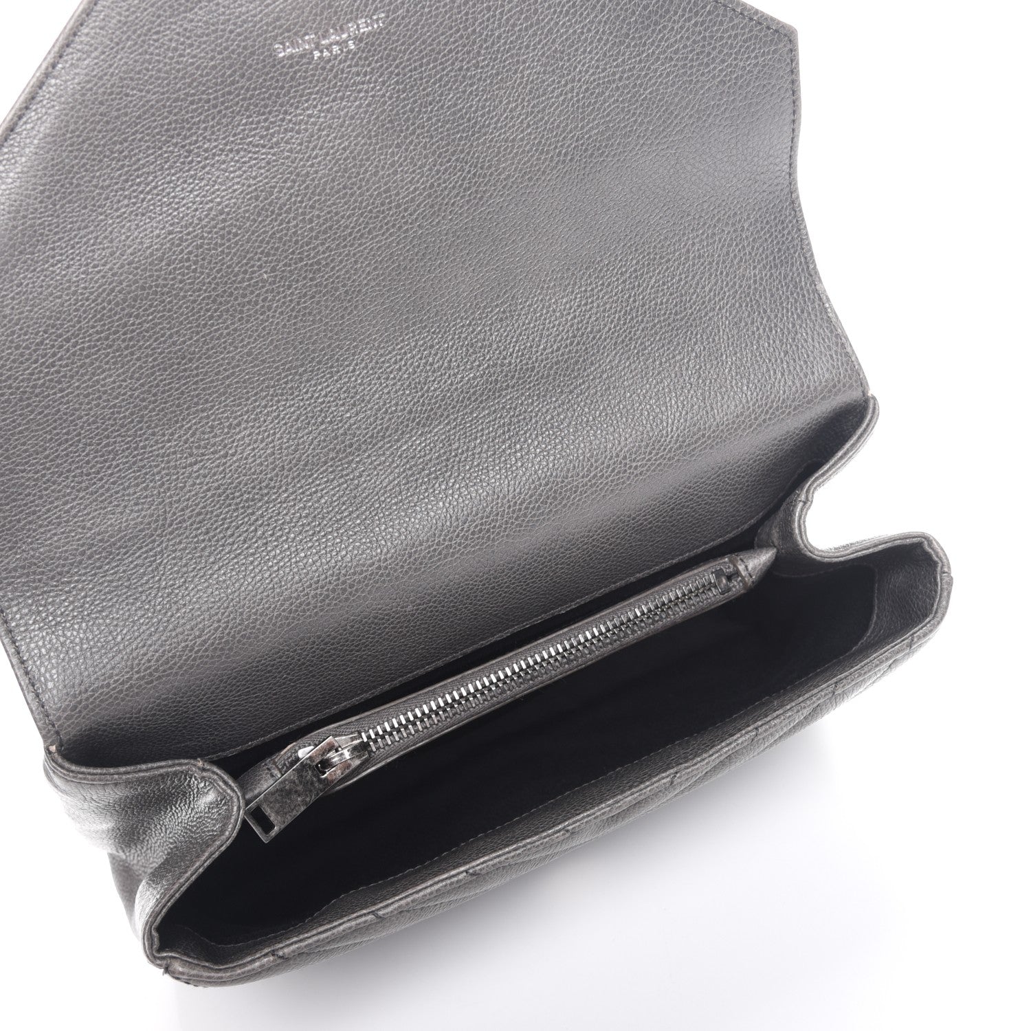 Saint Laurent Sheepskin Matelasse Chevron Monogram Medium College Bag Light Coal 6 of 8