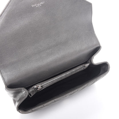 Saint Laurent Sheepskin Matelasse Chevron Monogram Medium College Bag Light Coal 6 of 8