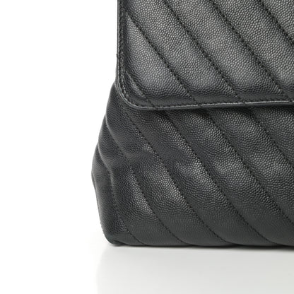 Chanel Caviar Chevron Quilted Medium Coco Handle Flap Black 14 of 15