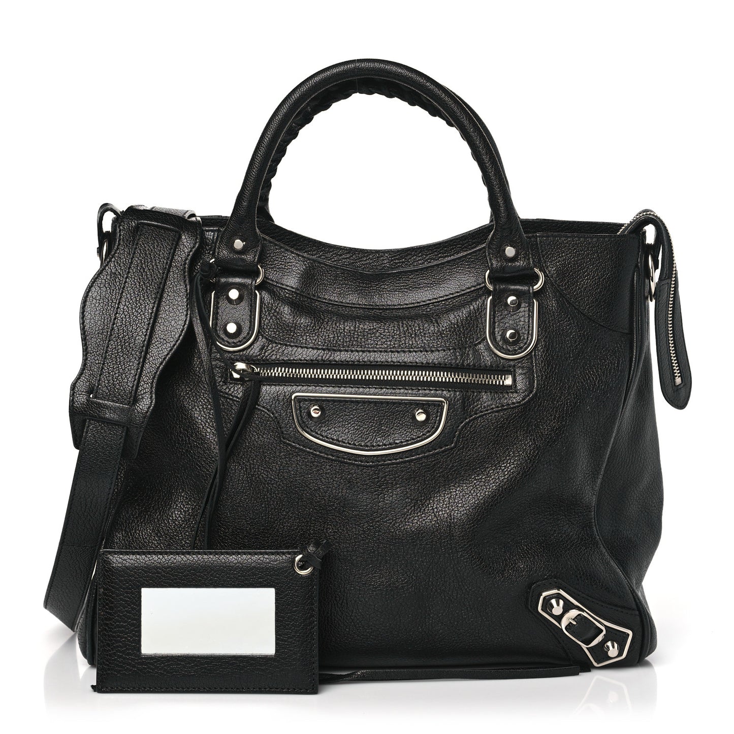 Chevre Silver Metallic Edge Hardware Velo Black
