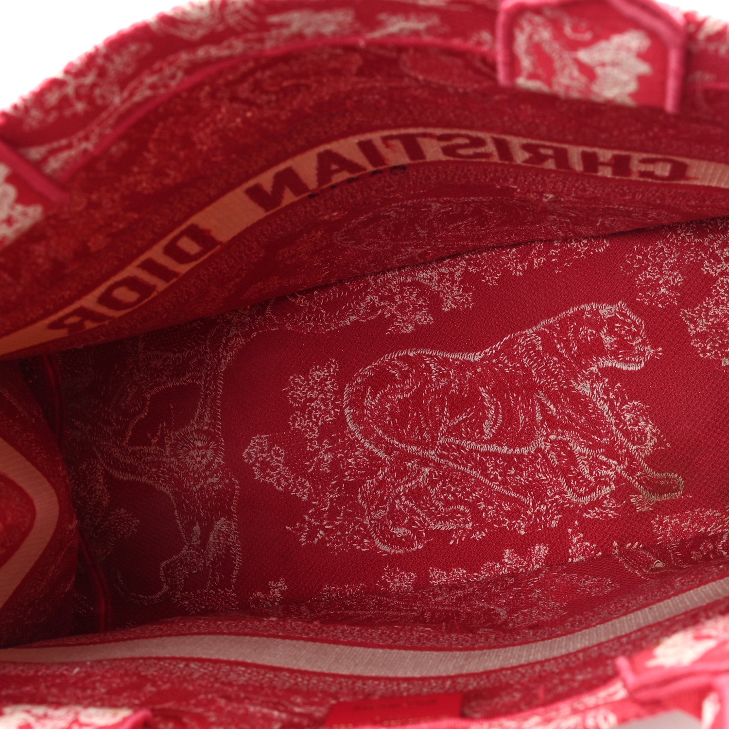 Christian Dior Canvas Embroidered Medium Dioriviera Toile De Jouy Book Tote Raspberry 5 of 12