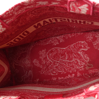 Christian Dior Canvas Embroidered Medium Dioriviera Toile De Jouy Book Tote Raspberry 5 of 12