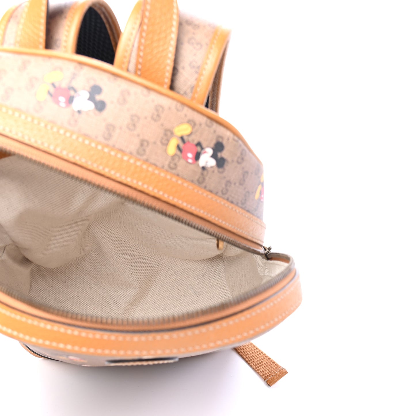 X DISNEY Mini Vintage GG Supreme Monogram Mickey Mouse Small Dome Backpack Beige Vintage Sun Oil