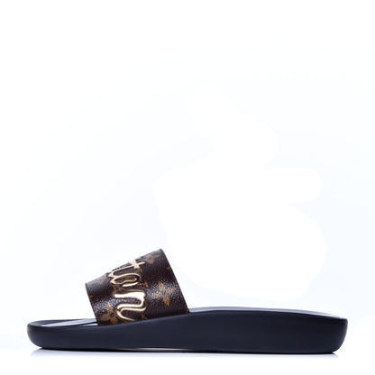 Louis Vuitton Metallic Calfskin Monogram Logo Sunbath Slide Sandals 36 1 of 8