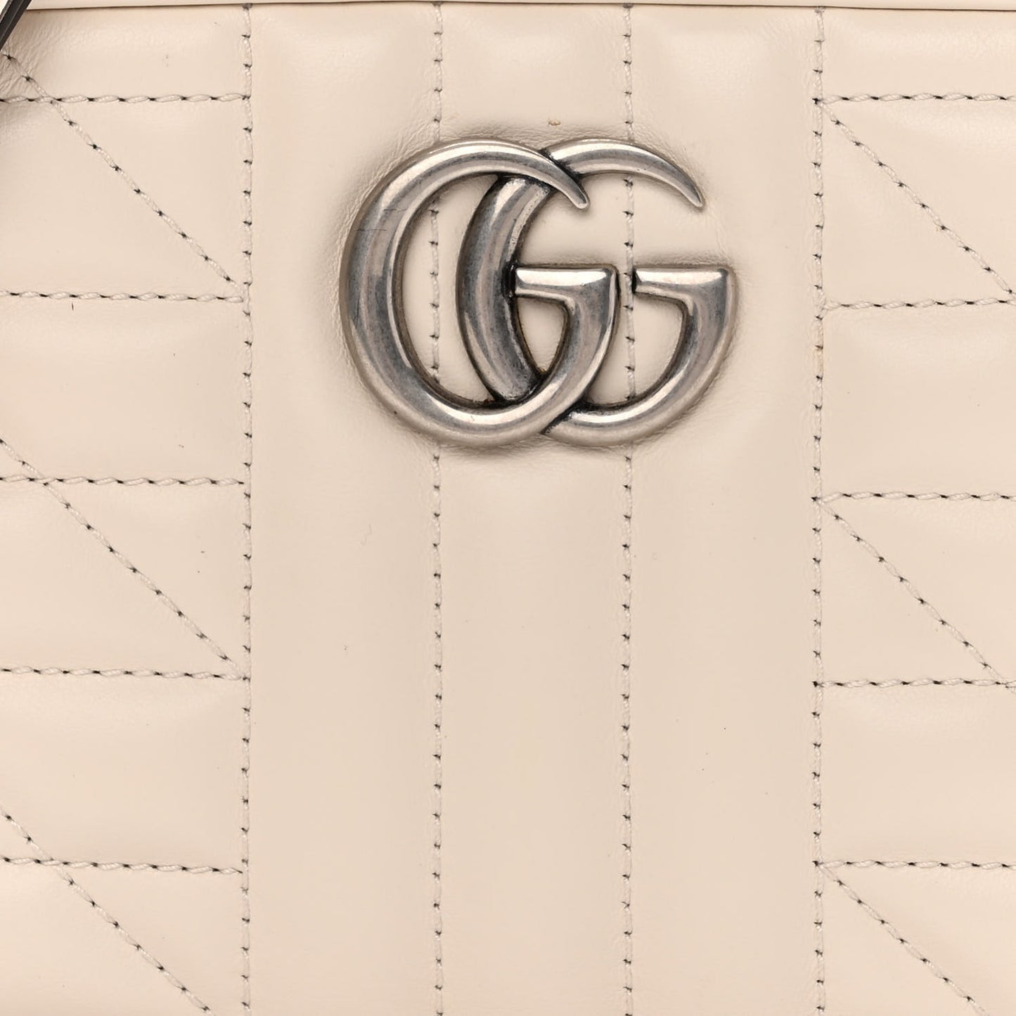 Calfskin Matelasse Aria Mini GG Marmont Chain Shoulder Bag Mystic White
