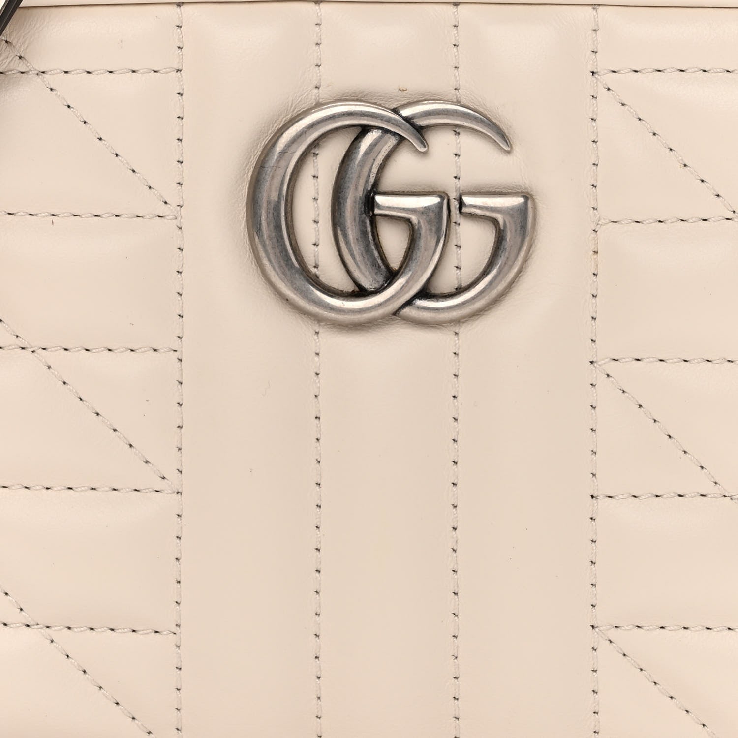 Gucci Calfskin Matelasse Aria Mini GG Marmont Chain Shoulder Bag Mystic White 8 of 10