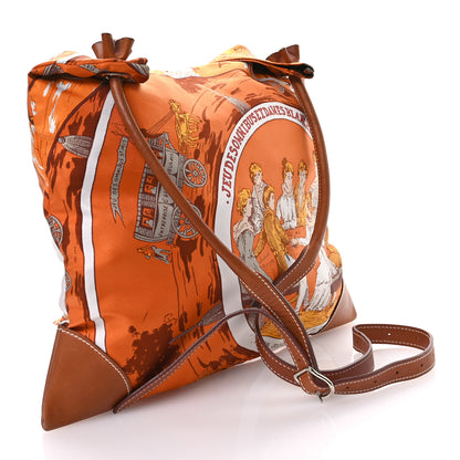 Hermes Silk Barenia Jeu Des Omnibus Et Dames Blanches Silky City 33 Bag Fauve Orange Multicolor 3 of 14