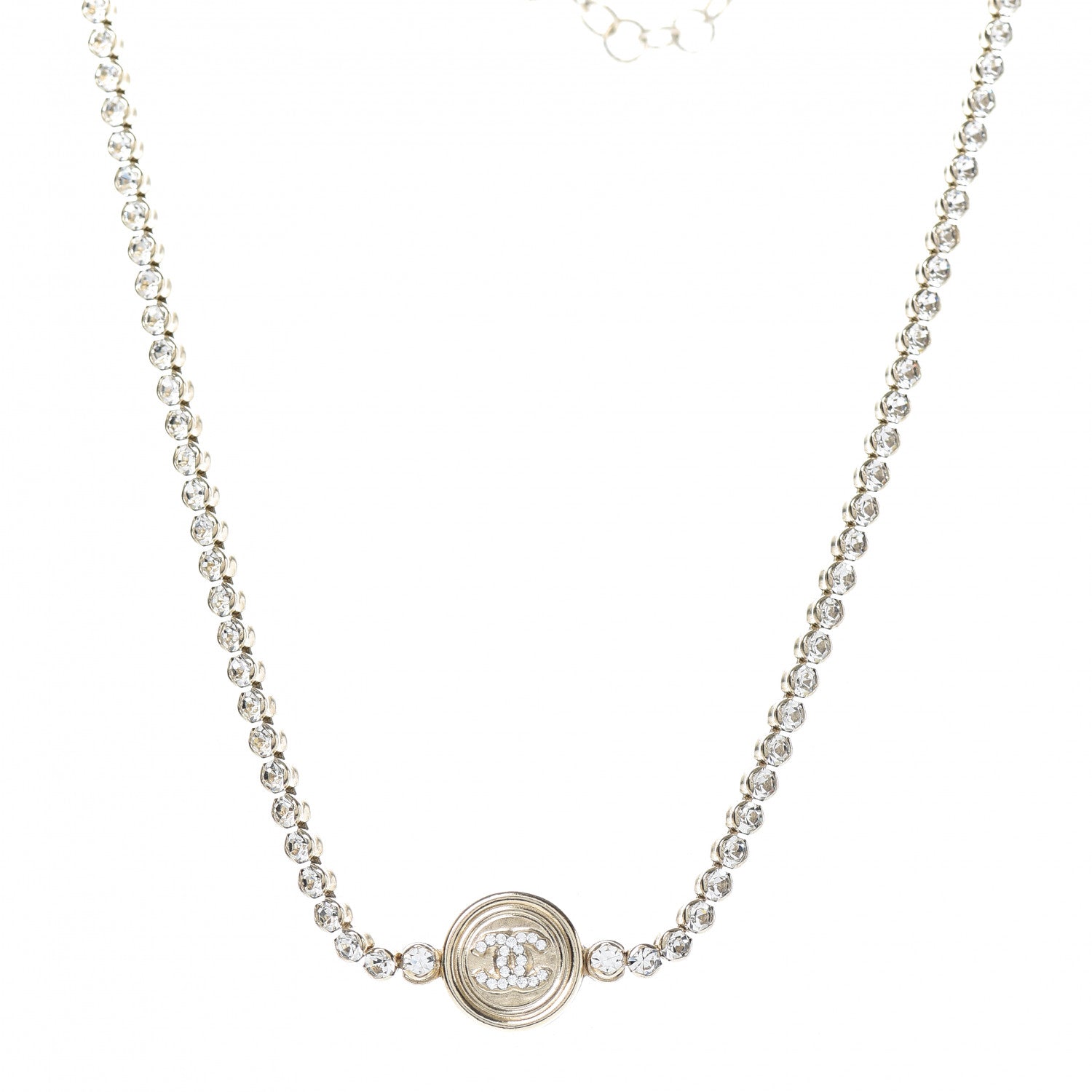 Chanel Crystal CC Chain Short Necklace Gold 1 of 5