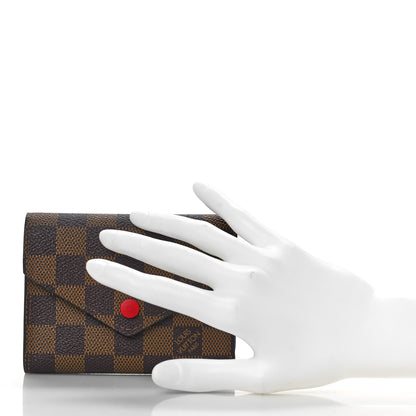 Louis Vuitton Damier Ebene Victorine Wallet Red 2 of 9