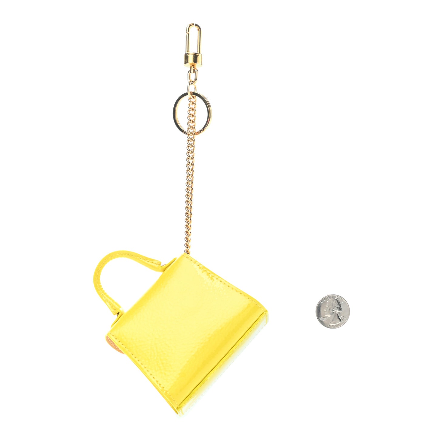 Patent Calfskin Mini Brillant Bag Charm Yellow