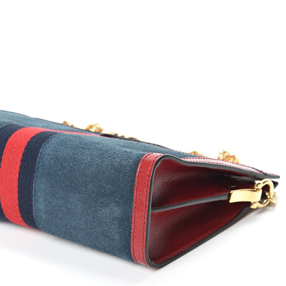Gucci Suede Calfskin Web Small Ophidia Chain Shoulder Bag New Blue Romantic Cherry 9 of 9