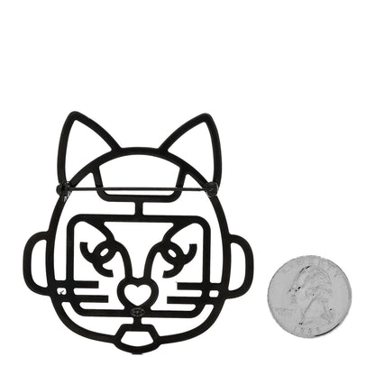 Chanel Strass Crystal Emoji Robot Cat Brooch Blue 2 of 3