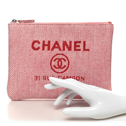 Chanel Woven Straw Raffia Small Deauville Pouch Pink 2 of 10