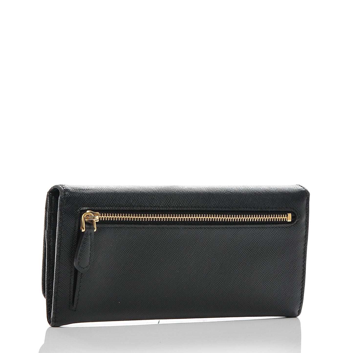Saffiano Metal Continental Flap Wallet Nero Black