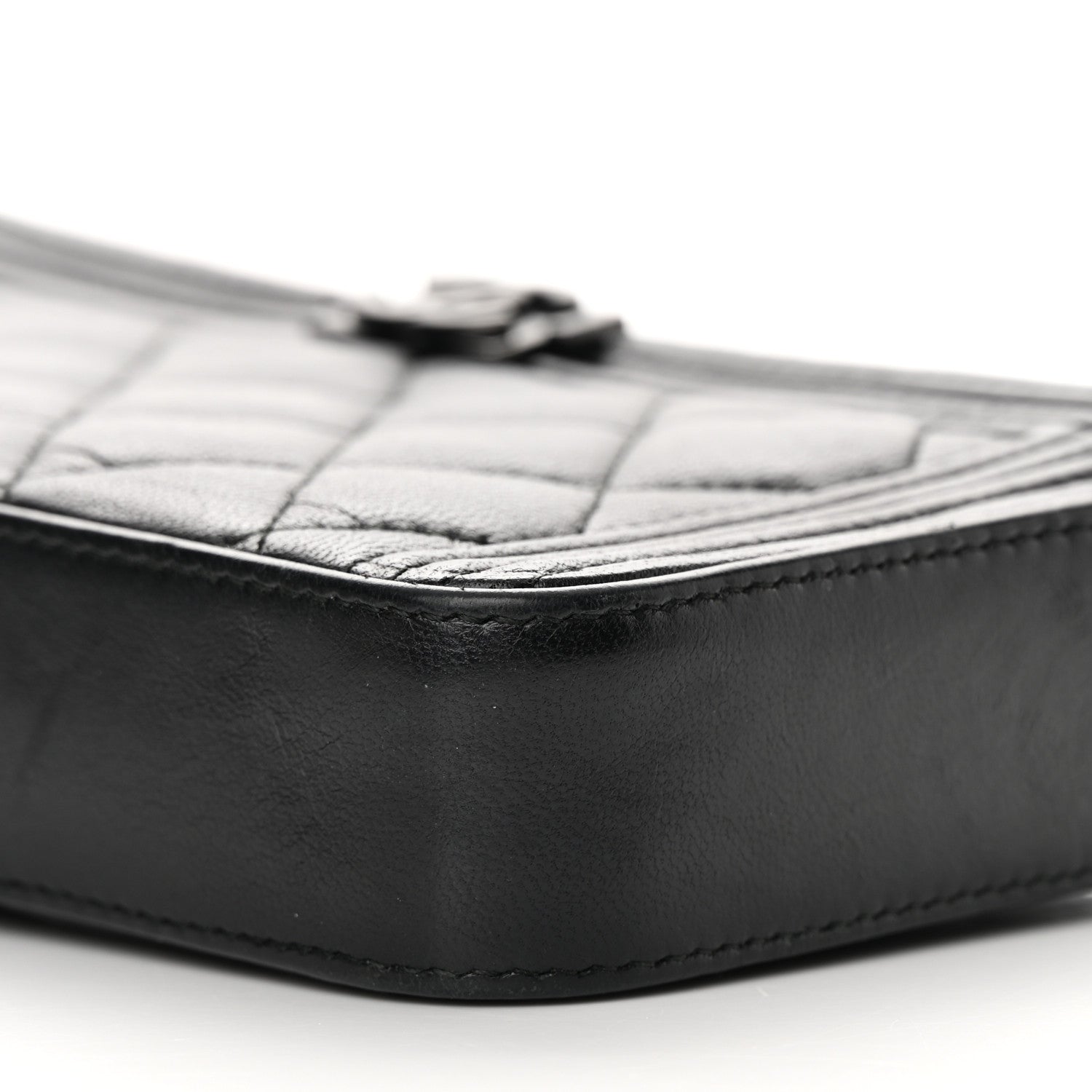 Chanel Lambskin Quilted Small Boy Clutch With Chain So Black 13 of 18