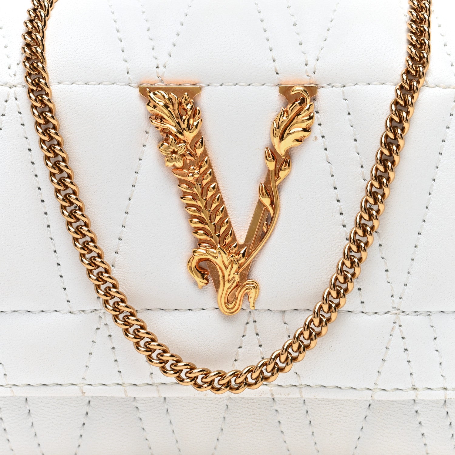 Versace Virtus Mini Wallet Chain Crossbody White 7 of 10