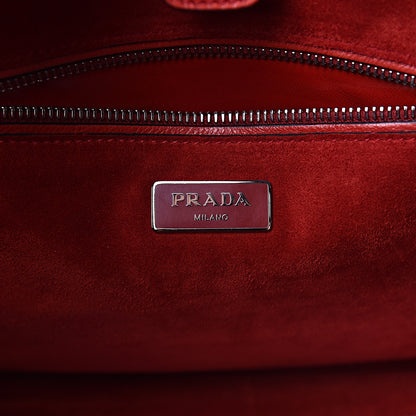 Prada Glace Calfskin Twin Pocket Tote Fuoco 7 of 11