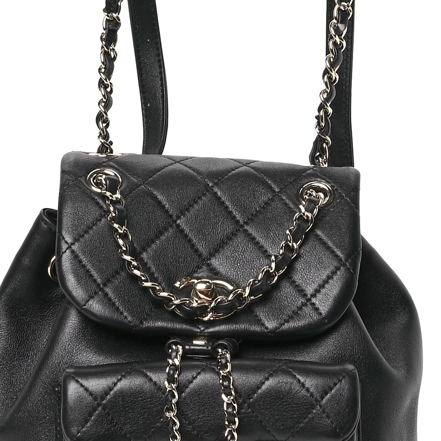 Chanel Lambskin Quilted Small Duma Drawstring Backpack Black 8 of 12