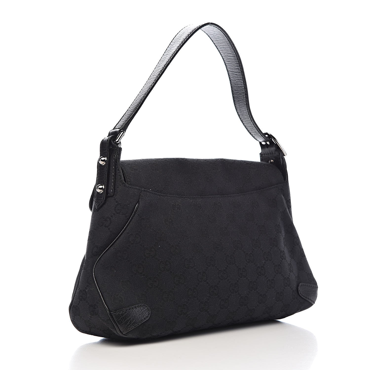 Gucci Monogram Horsebit Chain Flap Shoulder Bag Black 3 of 11