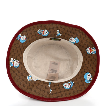 Gucci X DORAEMON Mini Vintage GG Supreme Monogram Textured Dollar Calfskin Bucket Hat L Beige Cherry Red 7 of 10