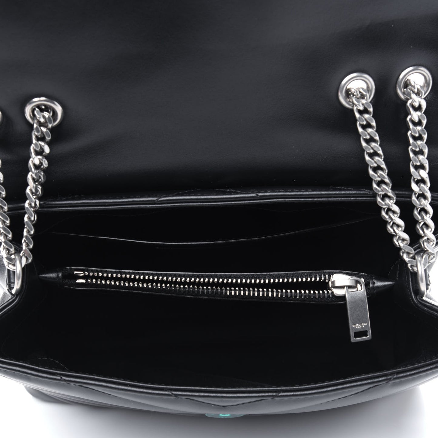 Calfskin Y Quilted Monogram Small Loulou Chain Satchel Black