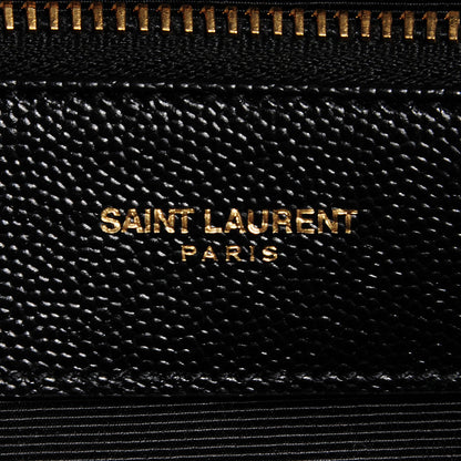 Saint Laurent Grain De Poudre Matelasse Chevron Monogram Shopping Bag Black 10 of 11