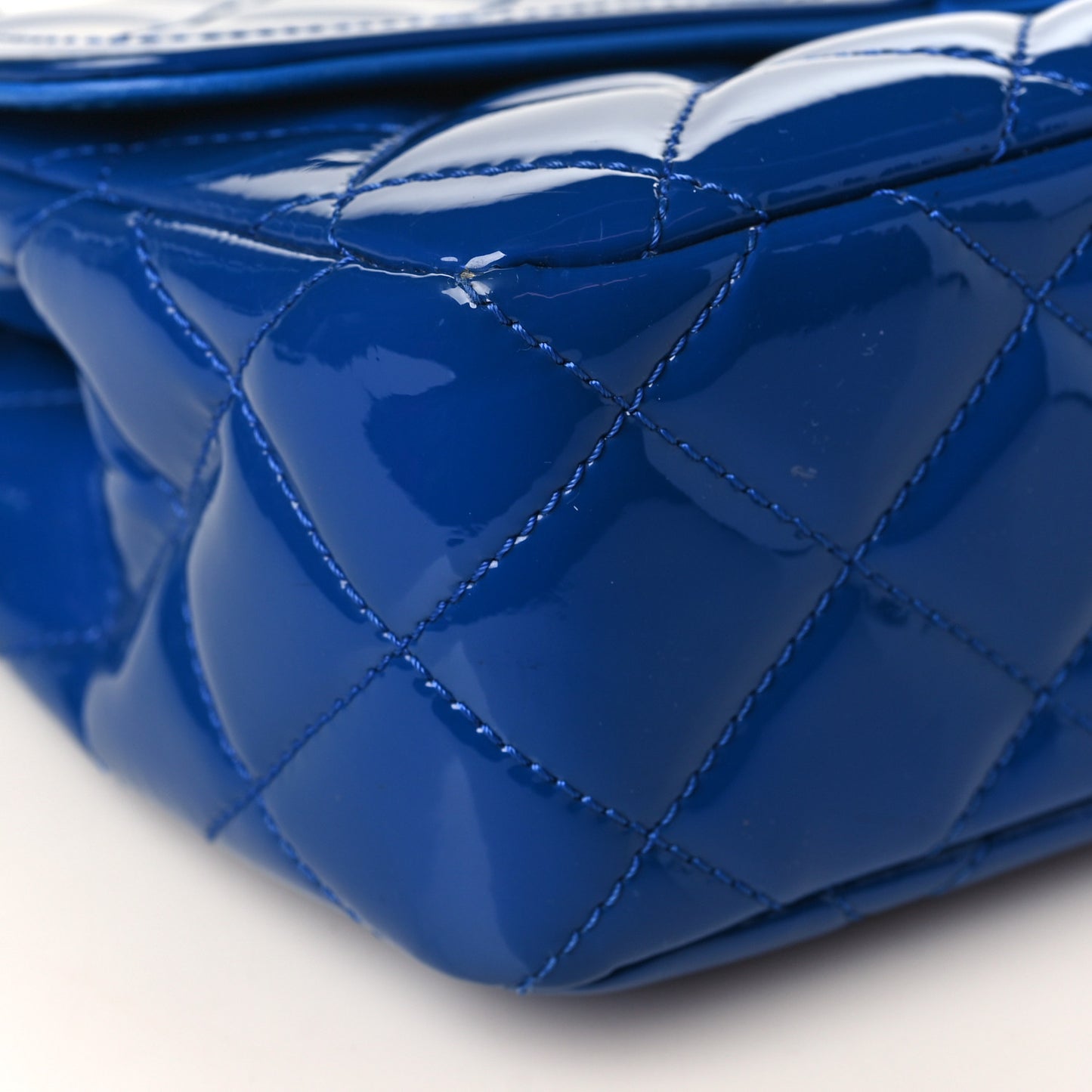 Patent Quilted Large Coco Shine Flap Blue