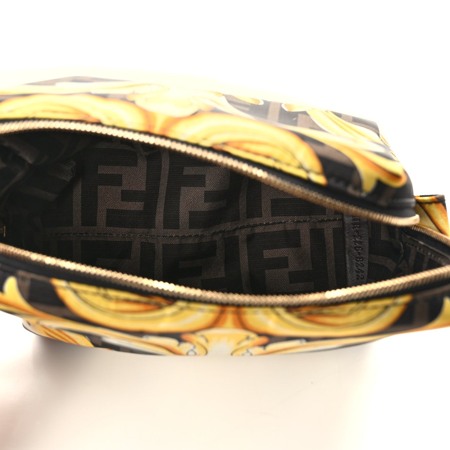 Fendi X VERSACE Nylon Fendace FF Baroque Print Small Trapezoid Beauty Pouch Gold 5 of 7