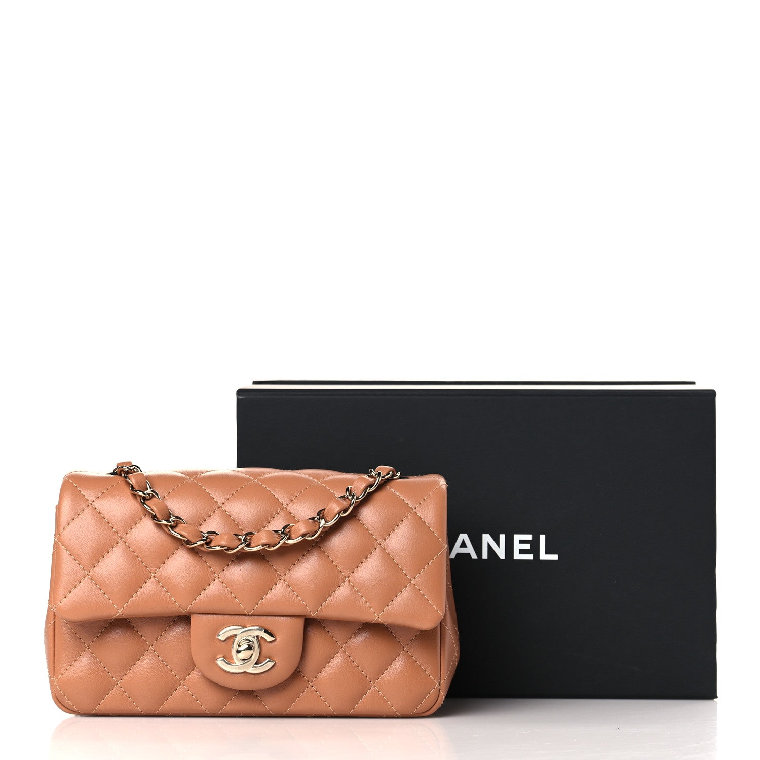 Chanel Lambskin Quilted Mini Rectangular Flap Brown 10 of 10
