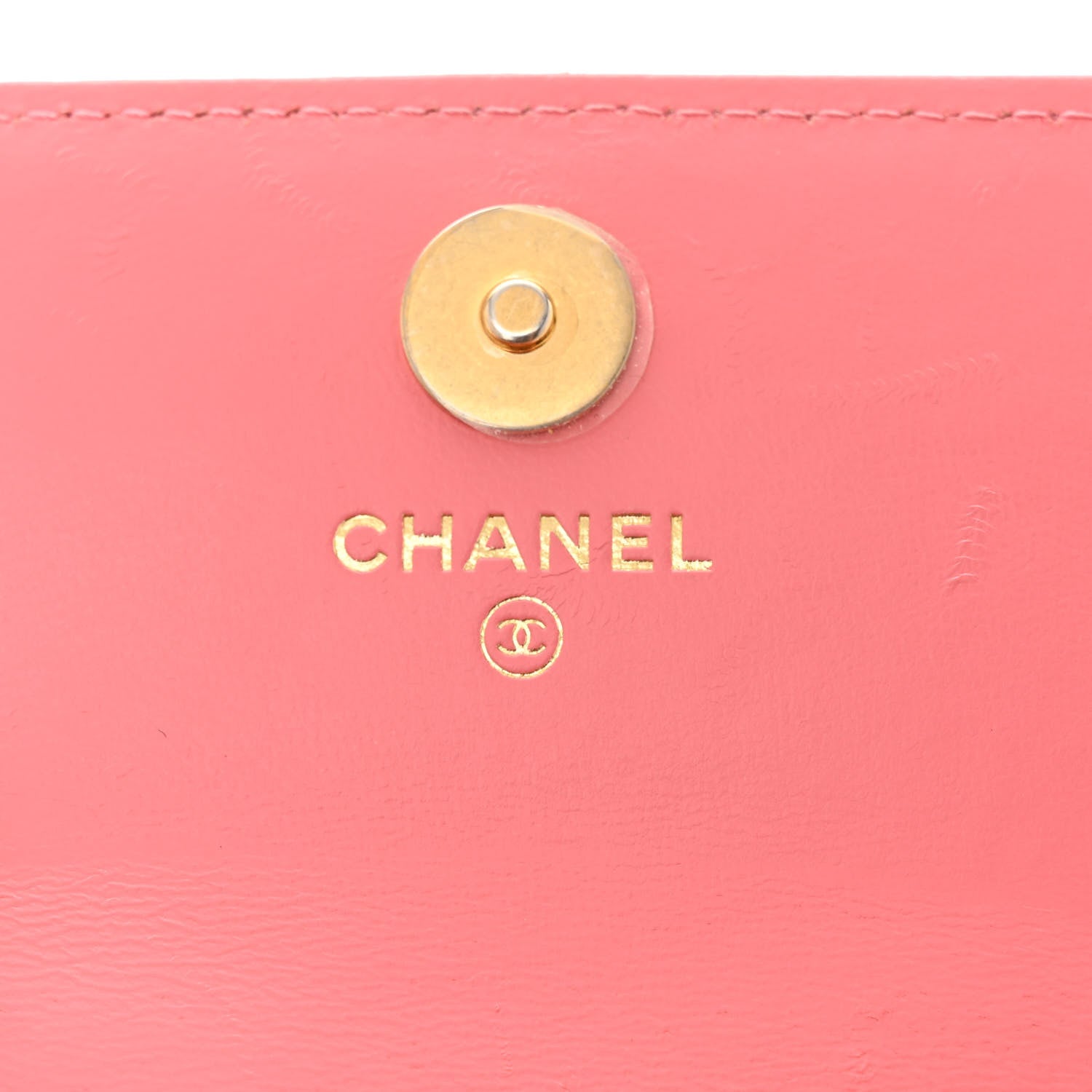 Chanel Lambskin Enamel Quilted Pending CC Card Holder On Chain Pink 6 of 11