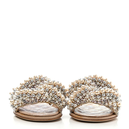 Chanel Fantasy Calfskin Pearl Cord CC Mules 35 Ivory 2 of 10