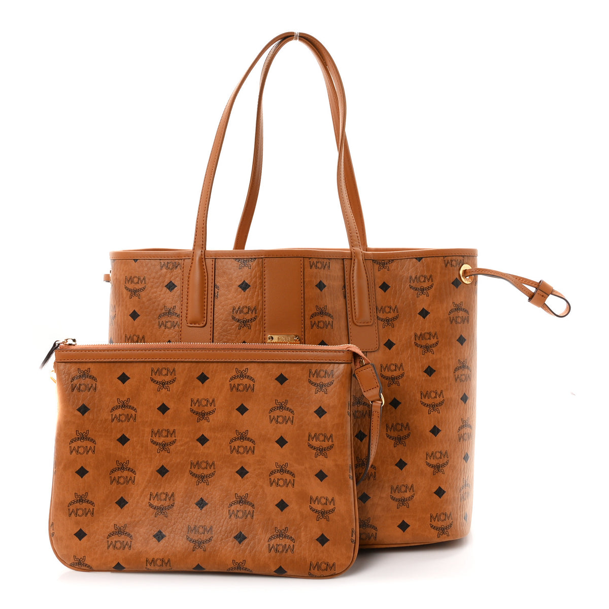 MCM Visetos Medium Liz Reversible Shopper Tote Cognac 3 of 16