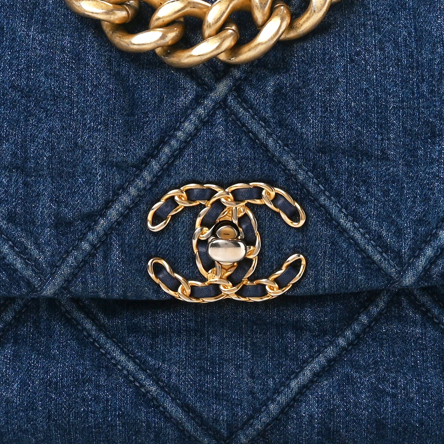 Chanel Denim Quilted Large Chanel 19 Flap Blue 8 of 11