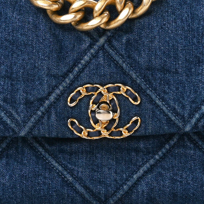 Chanel Denim Quilted Large Chanel 19 Flap Blue 8 of 11