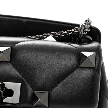 Valentino Garavani Nappa Monochrome Medium Roman Stud Shoulder Bag Black 12 of 19