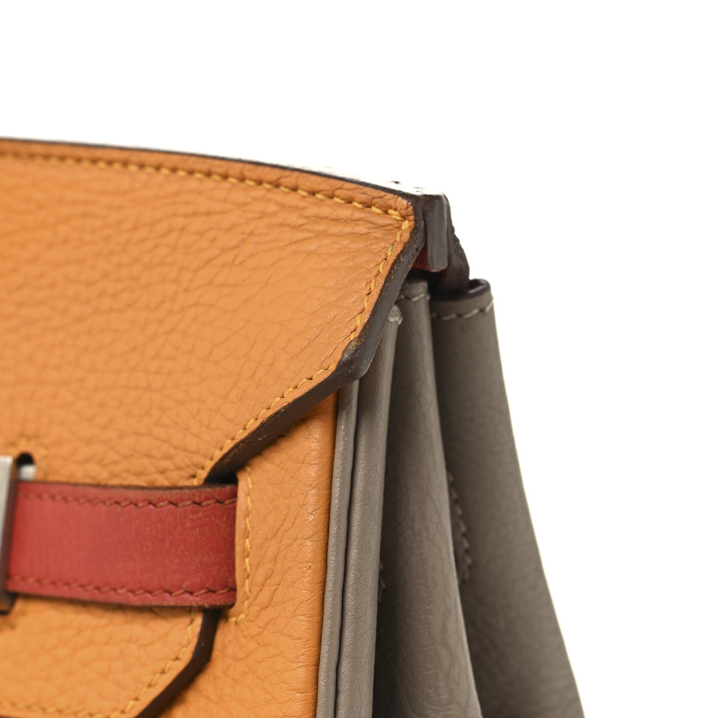 Taurillon Clemence Swift Tri-Color Birkin 35 Sanguine Gris Tourterelle Moutarde