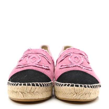 Chanel Linen CC Espadrilles 37 Pink Black 2 of 10