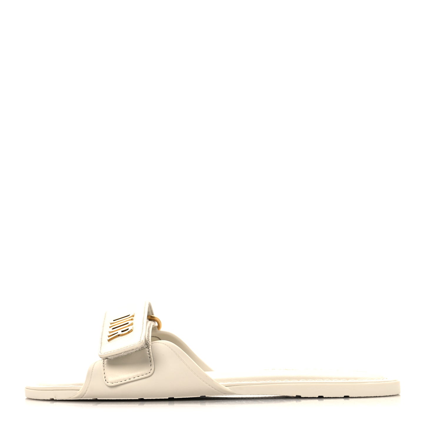 Lambskin Rubber Dioriviera Dioract Flat Slide Sandals 35 White
