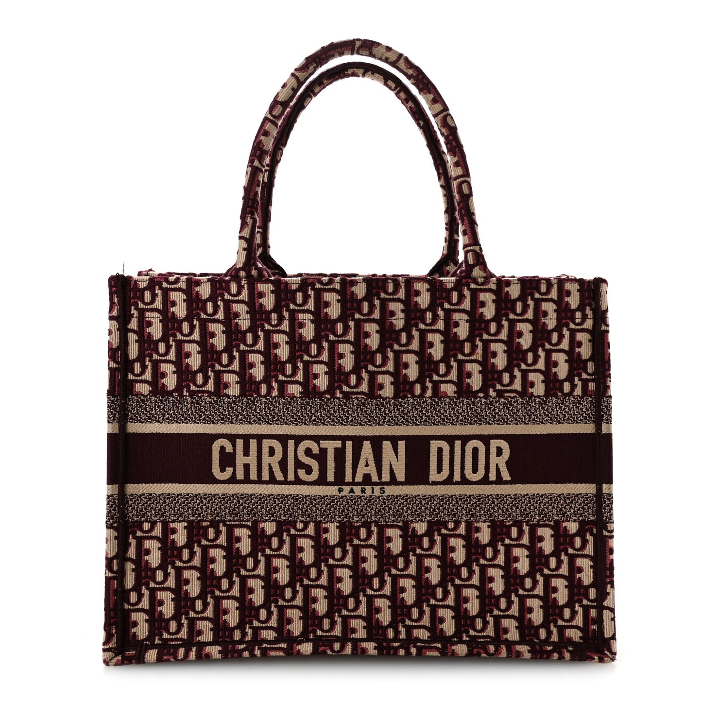 Oblique Medium Book Tote Burgundy Multicolor