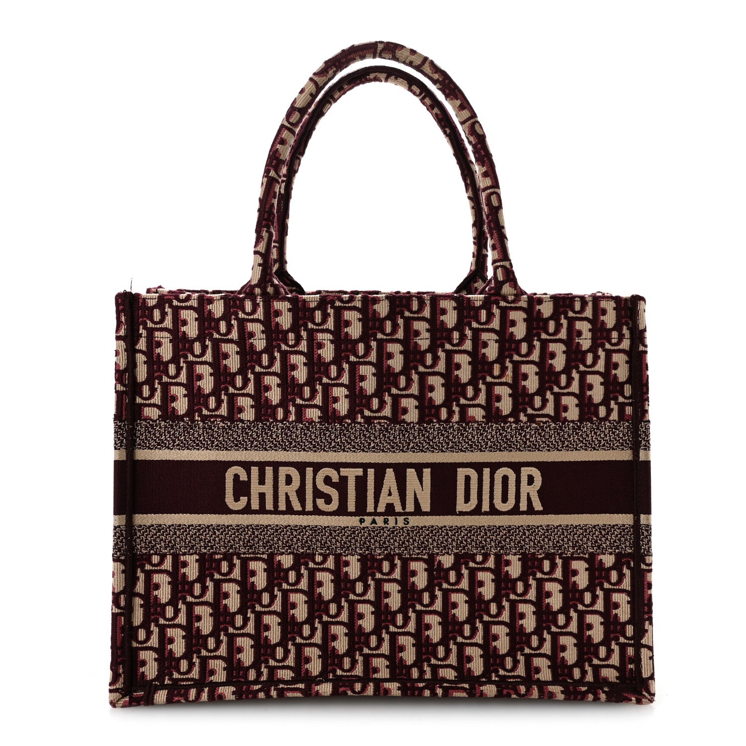 Christian Dior Oblique Medium Book Tote Burgundy Multicolor 1 of 15