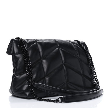 Saint Laurent Lambskin Quilted Small Loulou Puffer Monogram Chain Satchel Black 3 of 12