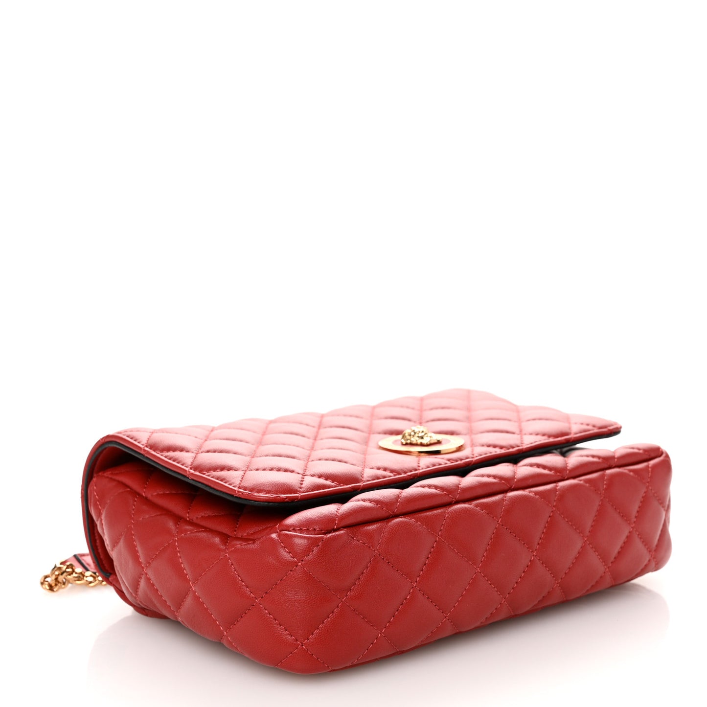 Nappa Quilted Medusa Chain Crossbody Red